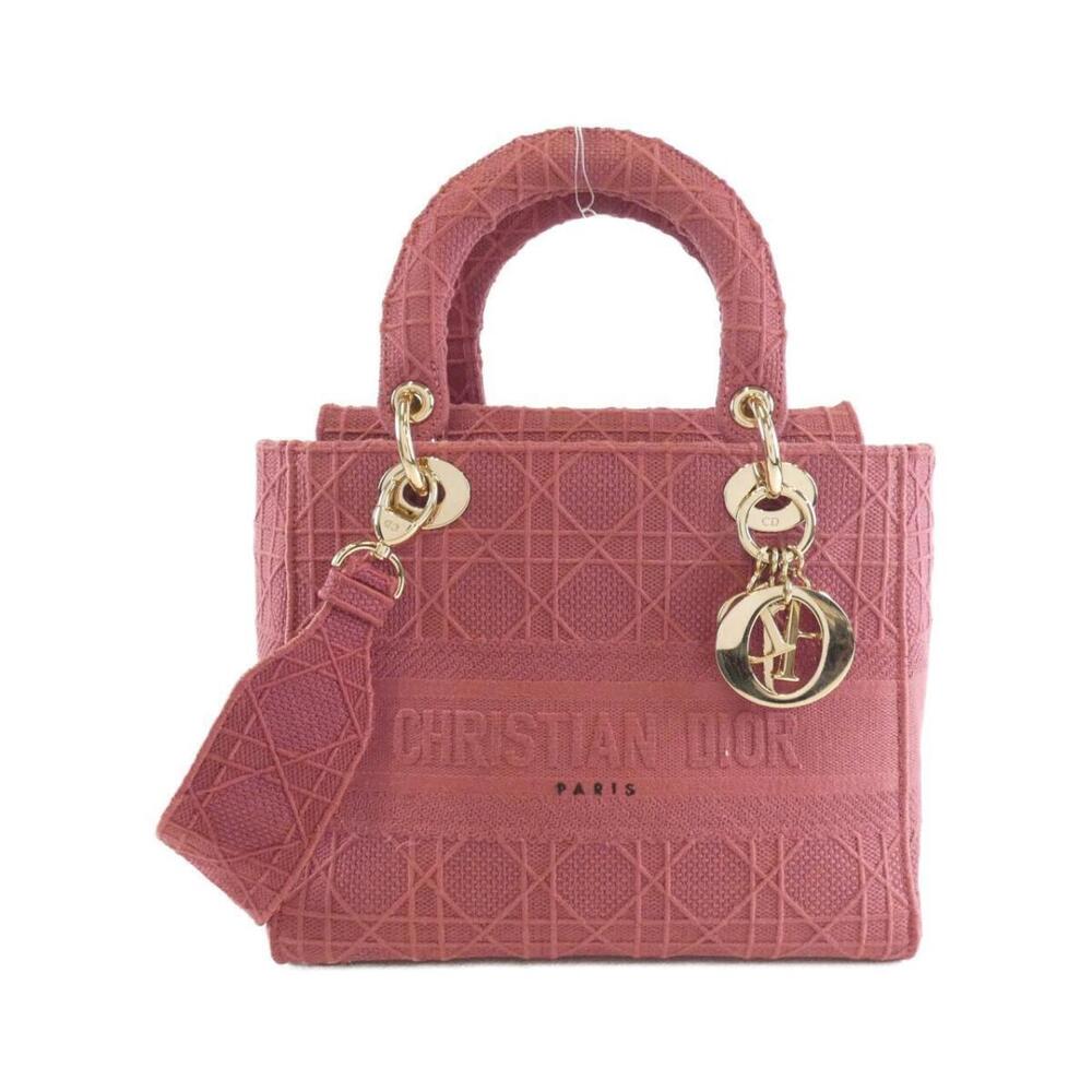 Christian Dior Lady Lite canvas bag Cannage embroidery Pink